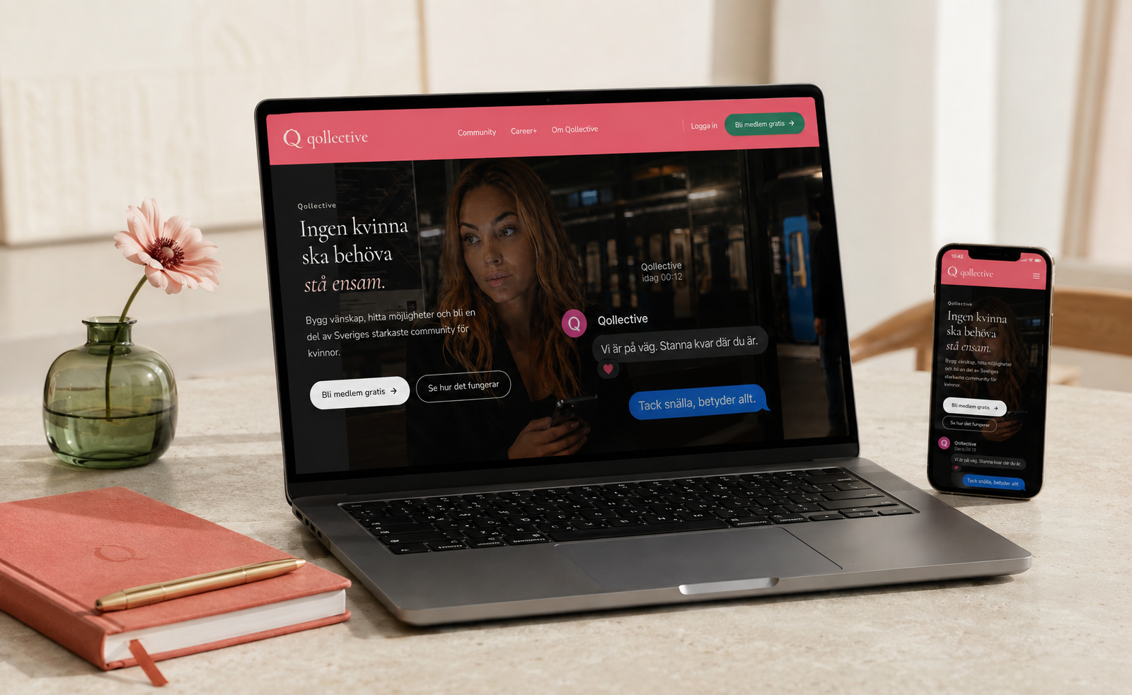 Qollective-plattformen på laptop