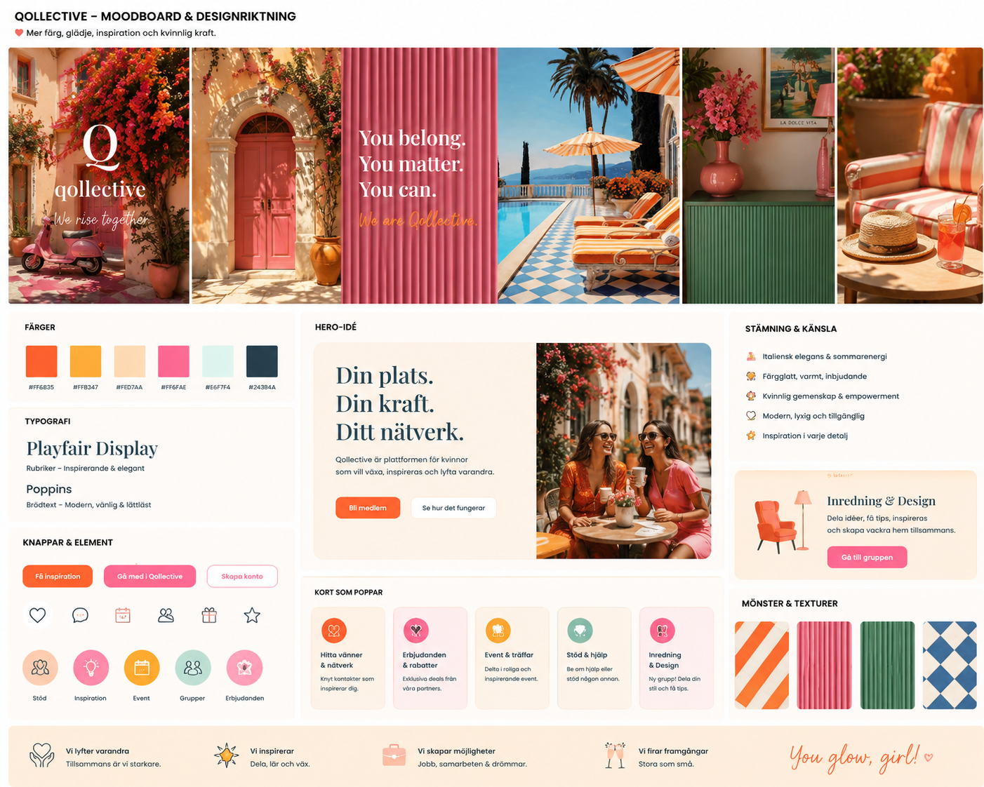 Qollective brandbook med färg, typografi och bildspråk
